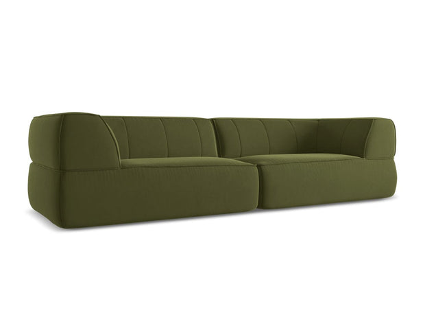 Makamii Canapea Fixa, 4 locuri, Tapitata cu Stofa, Liko Velvet 4S-C23 Verde Olive / Negru, l280xA95xH74 cm