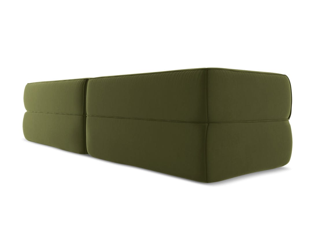 Makamii Canapea Fixa, 4 locuri, Tapitata cu Stofa, Liko Velvet 4S-C23 Verde Olive / Negru, l280xA95xH74 cm