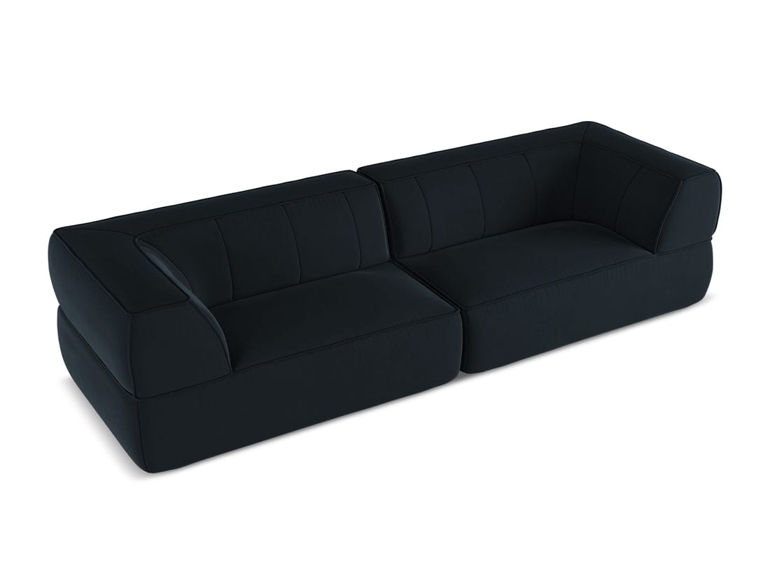 Makamii Canapea Fixa, 4 locuri, Tapitata cu Stofa, Liko Velvet 4S-C29 Albastru Royal / Negru, l280xA95xH74 cm