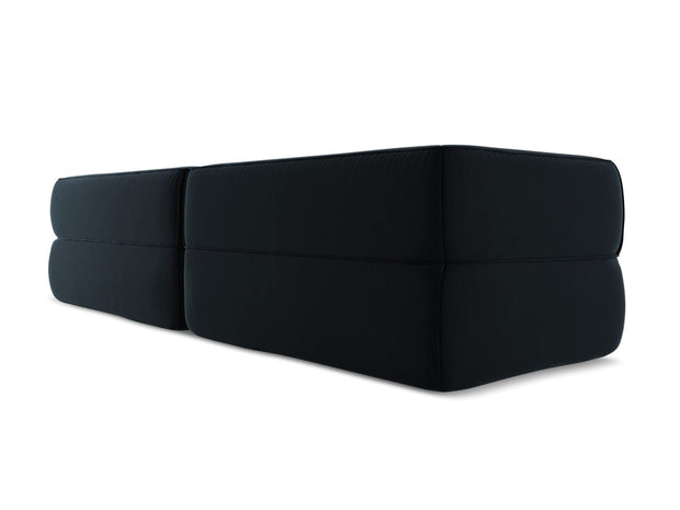 Makamii Canapea Fixa, 4 locuri, Tapitata cu Stofa, Liko Velvet 4S-C29 Albastru Royal / Negru, l280xA95xH74 cm