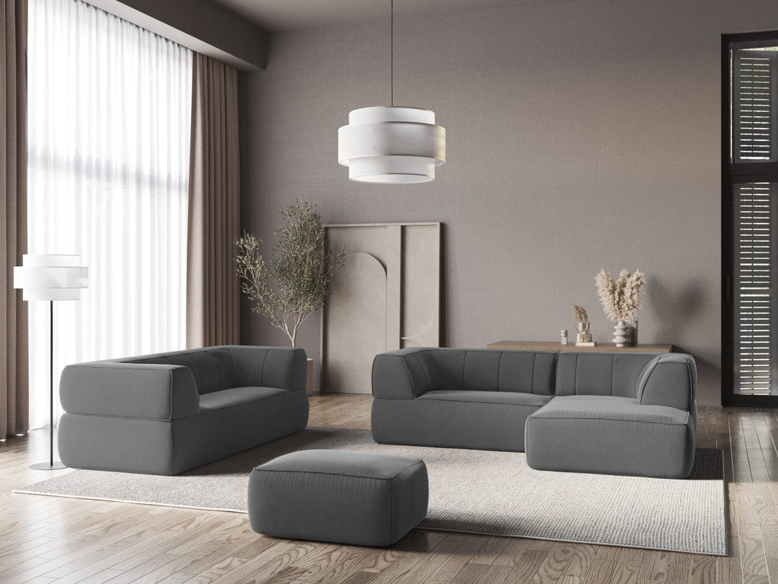 Makamii Canapea Fixa, 4 locuri, Tapitata cu Stofa, Liko Velvet 4S-C4 Gri / Negru, l280xA95xH74 cm