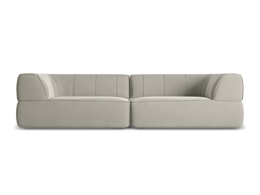 Makamii Canapea Fixa, 4 locuri, Tapitata cu Stofa, Liko Velvet 4S-C6 Gri Deschis / Negru, l280xA95xH74 cm