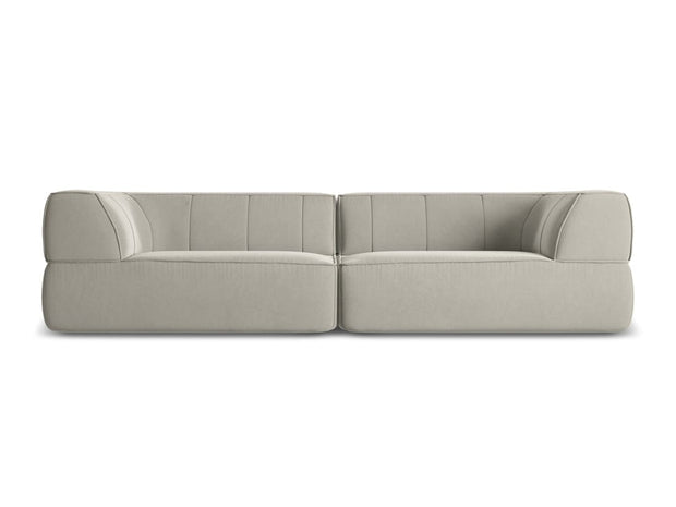 Makamii Canapea Fixa, 4 locuri, Tapitata cu Stofa, Liko Velvet 4S-C6 Gri Deschis / Negru, l280xA95xH74 cm