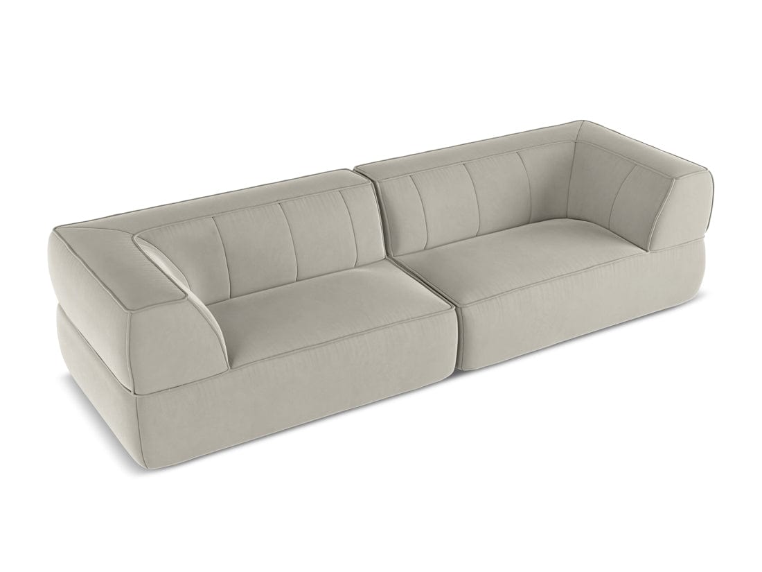 Makamii Canapea Fixa, 4 locuri, Tapitata cu Stofa, Liko Velvet 4S-C6 Gri Deschis / Negru, l280xA95xH74 cm