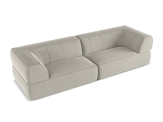 Makamii Canapea Fixa, 4 locuri, Tapitata cu Stofa, Liko Velvet 4S-C6 Gri Deschis / Negru, l280xA95xH74 cm