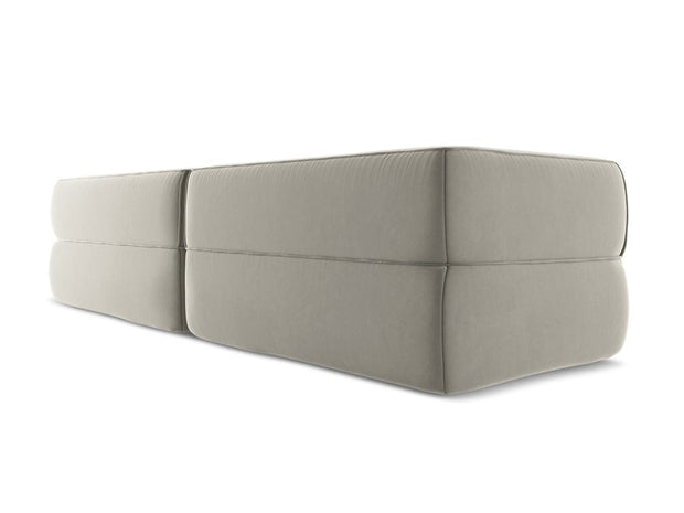 Makamii Canapea Fixa, 4 locuri, Tapitata cu Stofa, Liko Velvet 4S-C6 Gri Deschis / Negru, l280xA95xH74 cm