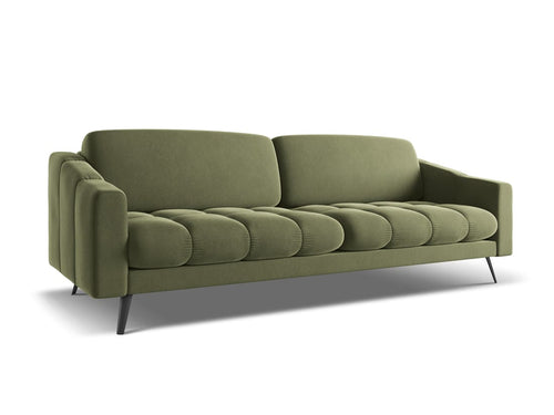Makamii Canapea Fixa, 4 locuri, Tapitata cu Stofa, Nalu Velvet 4S-C11 Verde Olive / Negru, l238xA95xH80 cm