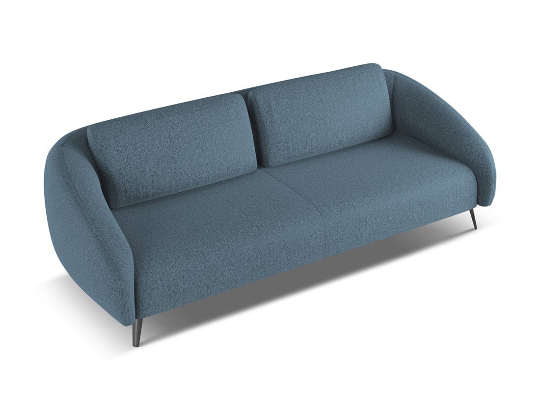 Makamii Canapea Fixa, 4 locuri, Tapitata cu Stofa, Nani 4S-C3 Albastru Denim / Negru, l226xA99xH82 cm