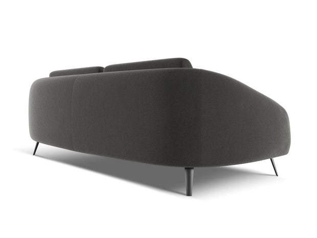 Makamii Canapea Fixa, 4 locuri, Tapitata cu Stofa, Nani Velvet 4S-C2 Gri Inchis / Negru, l226xA99xH82 cm