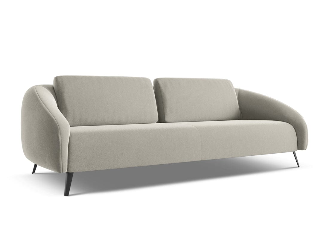 Makamii Canapea Fixa, 4 locuri, Tapitata cu Stofa, Nani Velvet 4S-C6 Gri Deschis / Negru, l226xA99xH82 cm