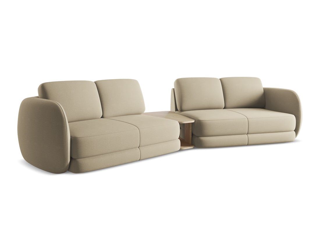 Makamii Canapea Fixa, 4 locuri, Tapitata cu Stofa si Masa de cafea Inclusa, Kiana 4S-7, l310xA104xH85 cm