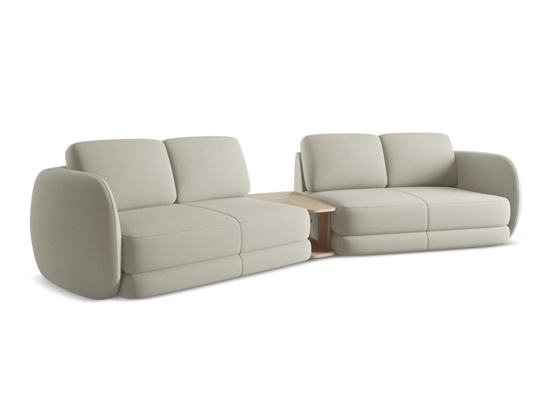 Makamii Canapea Fixa, 4 locuri, Tapitata cu Stofa si Masa de cafea Inclusa, Kiana 4S-C5 Bej Deschis / Negru, l310xA104xH85 cm