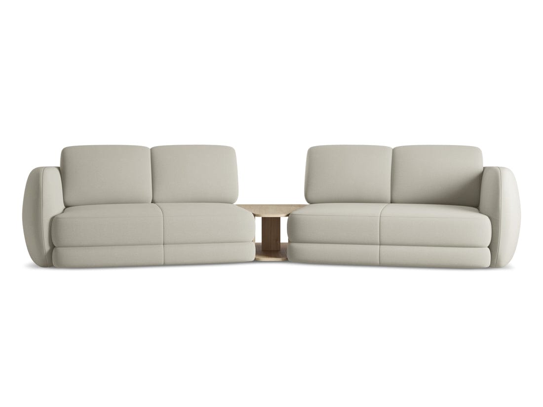 Makamii Canapea Fixa, 4 locuri, Tapitata cu Stofa si Masa de cafea Inclusa, Kiana 4S-C5 Bej Deschis / Negru, l310xA104xH85 cm