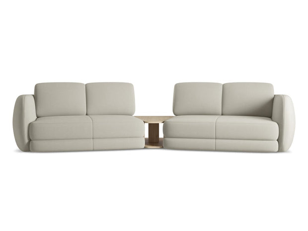 Makamii Canapea Fixa, 4 locuri, Tapitata cu Stofa si Masa de cafea Inclusa, Kiana 4S-C5 Bej Deschis / Negru, l310xA104xH85 cm