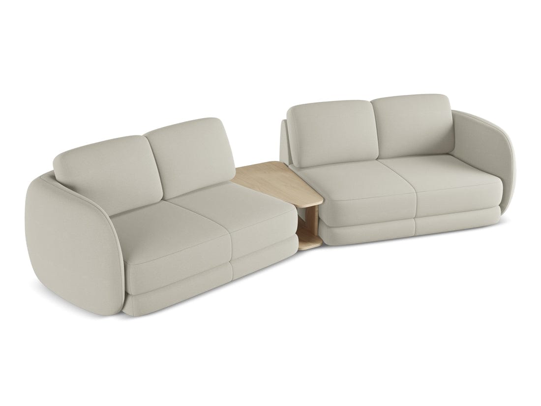 Makamii Canapea Fixa, 4 locuri, Tapitata cu Stofa si Masa de cafea Inclusa, Kiana 4S-C5 Bej Deschis / Negru, l310xA104xH85 cm