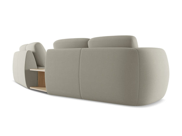 Makamii Canapea Fixa, 4 locuri, Tapitata cu Stofa si Masa de cafea Inclusa, Kiana 4S-C5 Bej Deschis / Negru, l310xA104xH85 cm