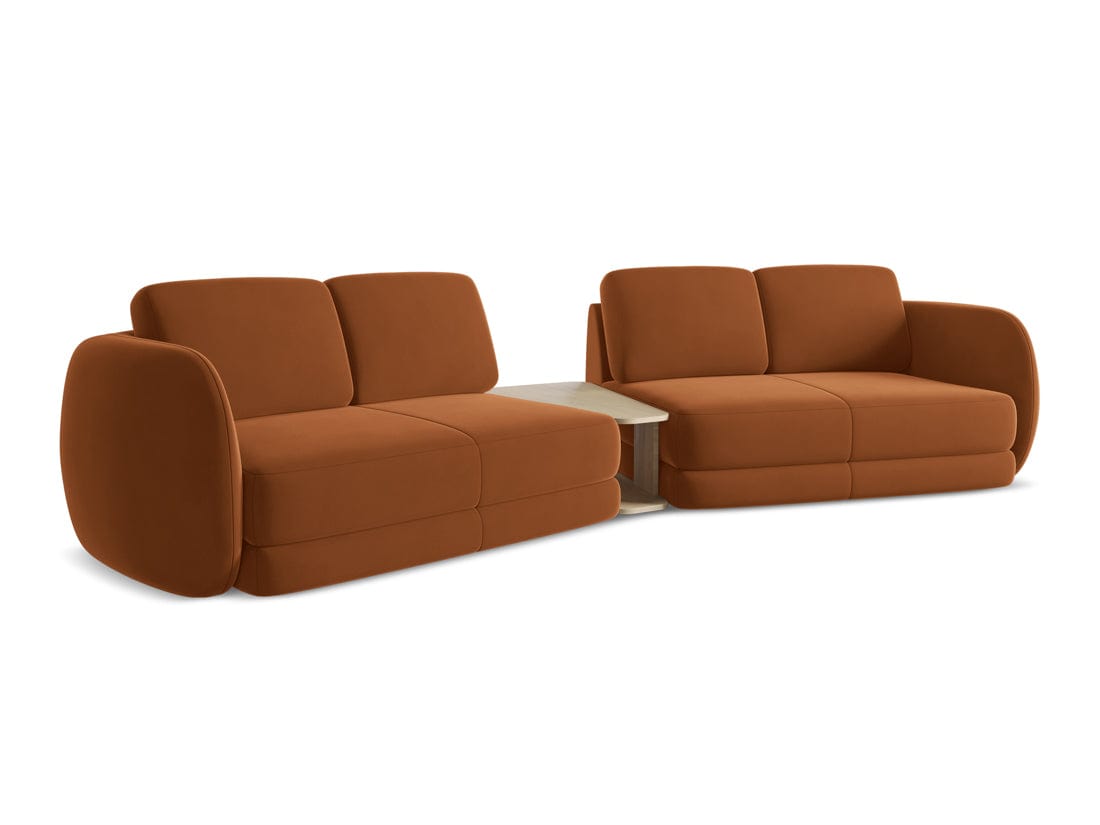 Makamii Canapea Fixa, 4 locuri, Tapitata cu Stofa si Masa de cafea Inclusa, Kiana Velvet 4S-3, l310xA104xH85 cm