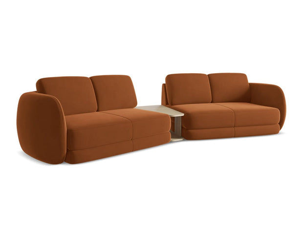 Makamii Canapea Fixa, 4 locuri, Tapitata cu Stofa si Masa de cafea Inclusa, Kiana Velvet 4S-3, l310xA104xH85 cm