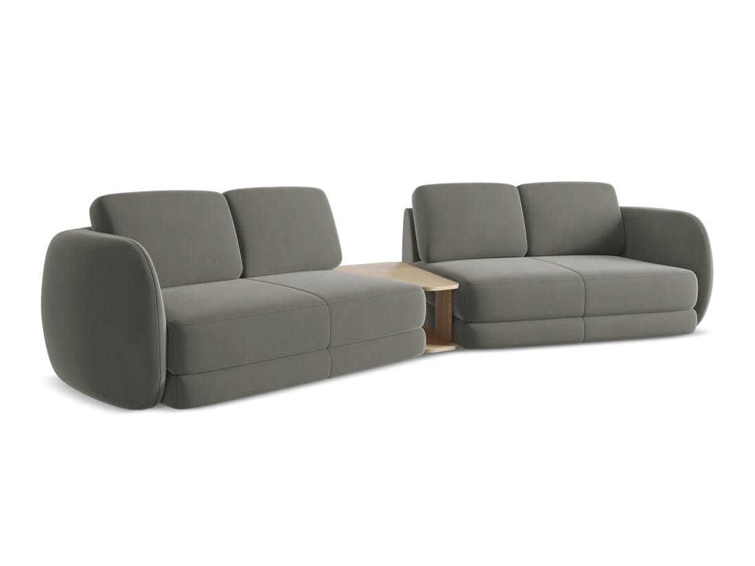 Makamii Canapea Fixa, 4 locuri, Tapitata cu Stofa si Masa de cafea Inclusa, Kiana Velvet 4S-3, l310xA104xH85 cm