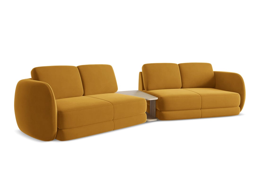 Makamii Canapea Fixa, 4 locuri, Tapitata cu Stofa si Masa de cafea Inclusa, Kiana Velvet 4S-3, l310xA104xH85 cm