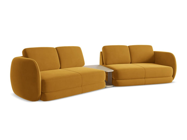 Makamii Canapea Fixa, 4 locuri, Tapitata cu Stofa si Masa de cafea Inclusa, Kiana Velvet 4S-3, l310xA104xH85 cm