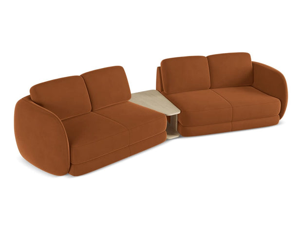 Makamii Canapea Fixa, 4 locuri, Tapitata cu Stofa si Masa de cafea Inclusa, Kiana Velvet 4S-3, l310xA104xH85 cm