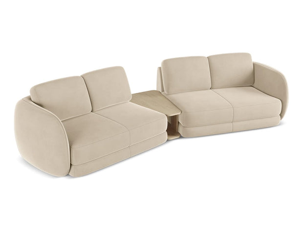 Makamii Canapea Fixa, 4 locuri, Tapitata cu Stofa si Masa de cafea Inclusa, Kiana Velvet 4S-3, l310xA104xH85 cm