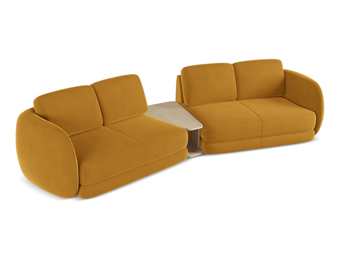 Makamii Canapea Fixa, 4 locuri, Tapitata cu Stofa si Masa de cafea Inclusa, Kiana Velvet 4S-3, l310xA104xH85 cm