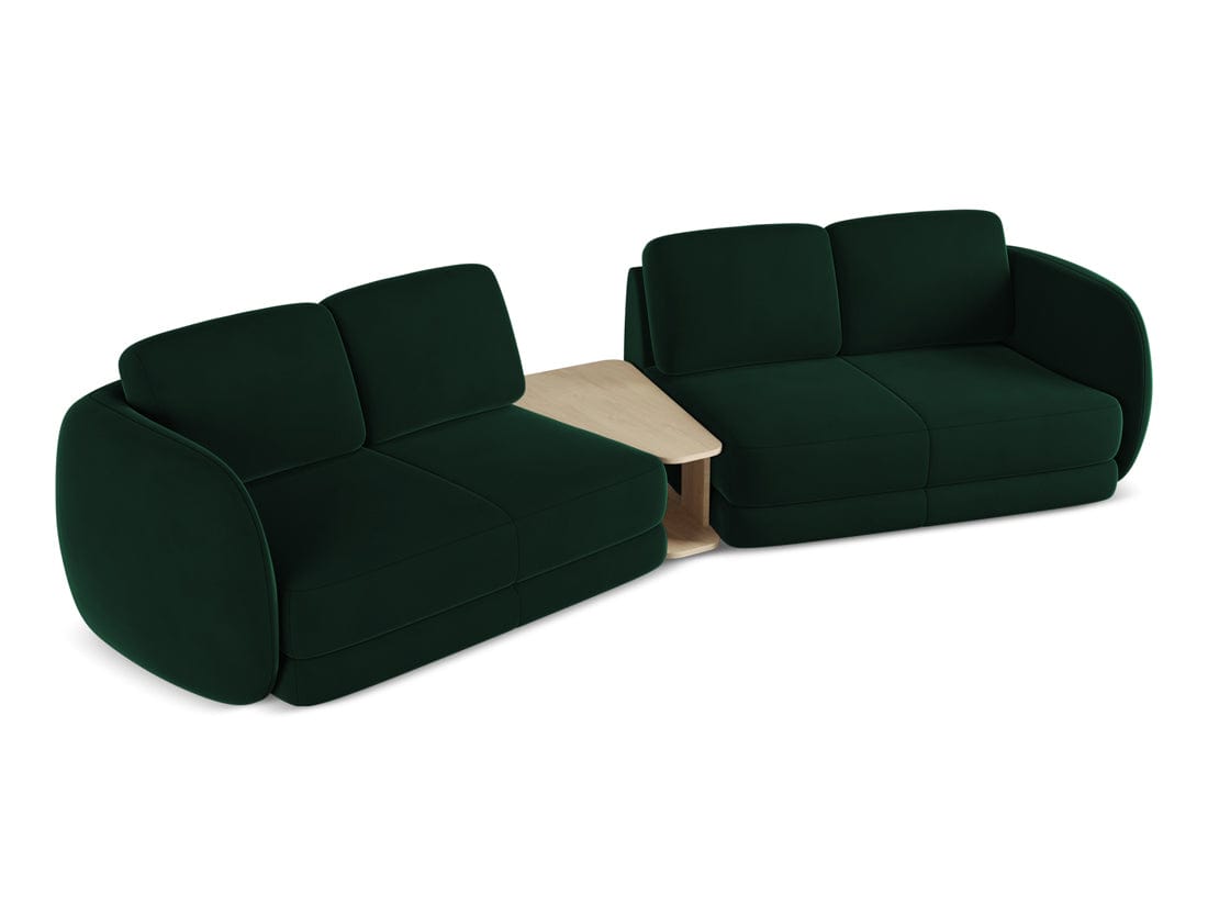 Makamii Canapea Fixa, 4 locuri, Tapitata cu Stofa si Masa de cafea Inclusa, Kiana Velvet 4S-3, l310xA104xH85 cm