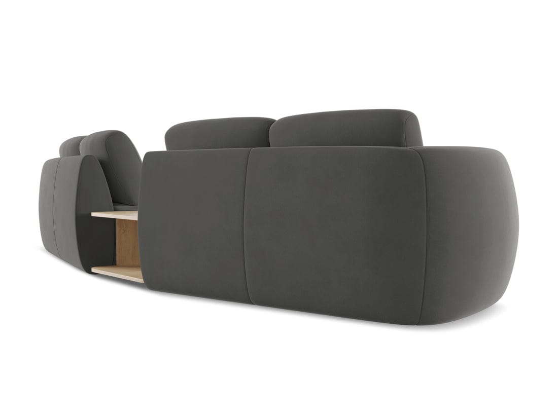 Makamii Canapea Fixa, 4 locuri, Tapitata cu Stofa si Masa de cafea Inclusa, Kiana Velvet 4S-C2 Gri Inchis / Negru, l310xA104xH85 cm