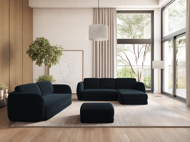 Makamii Canapea Fixa, 4 locuri, Tapitata cu Stofa si Masa de cafea Inclusa, Kiana Velvet 4S-C29 Albastru Royal / Negru, l310xA104xH85 cm