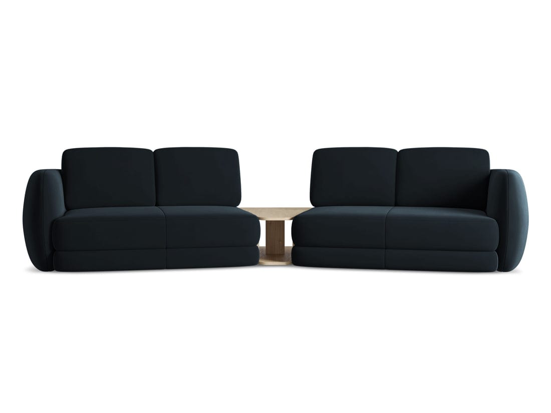 Makamii Canapea Fixa, 4 locuri, Tapitata cu Stofa si Masa de cafea Inclusa, Kiana Velvet 4S-C29 Albastru Royal / Negru, l310xA104xH85 cm