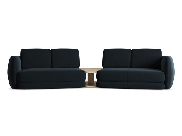 Makamii Canapea Fixa, 4 locuri, Tapitata cu Stofa si Masa de cafea Inclusa, Kiana Velvet 4S-C29 Albastru Royal / Negru, l310xA104xH85 cm