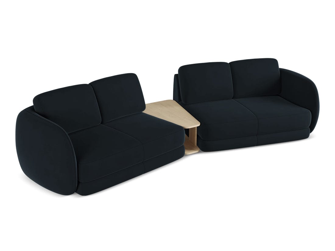 Makamii Canapea Fixa, 4 locuri, Tapitata cu Stofa si Masa de cafea Inclusa, Kiana Velvet 4S-C29 Albastru Royal / Negru, l310xA104xH85 cm