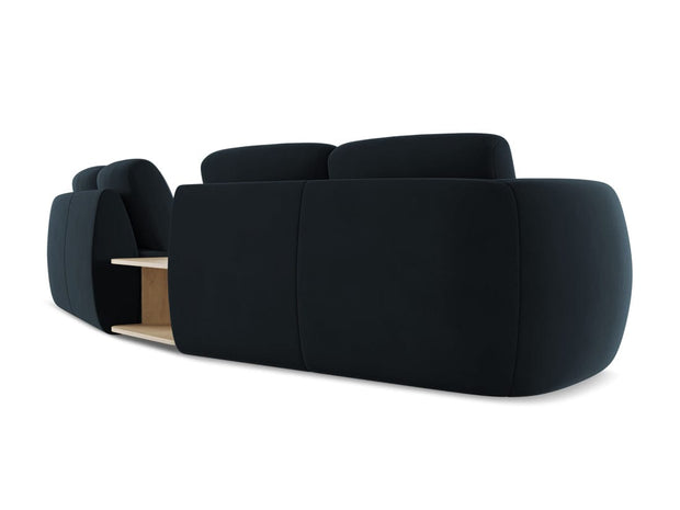 Makamii Canapea Fixa, 4 locuri, Tapitata cu Stofa si Masa de cafea Inclusa, Kiana Velvet 4S-C29 Albastru Royal / Negru, l310xA104xH85 cm