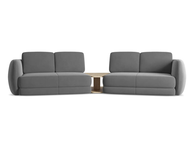 Makamii Canapea Fixa, 4 locuri, Tapitata cu Stofa si Masa de cafea Inclusa, Kiana Velvet 4S-C4 Gri / Negru, l310xA104xH85 cm