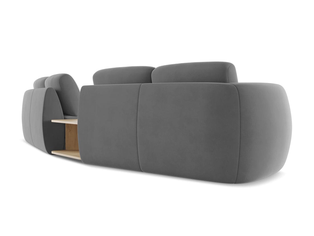 Makamii Canapea Fixa, 4 locuri, Tapitata cu Stofa si Masa de cafea Inclusa, Kiana Velvet 4S-C4 Gri / Negru, l310xA104xH85 cm