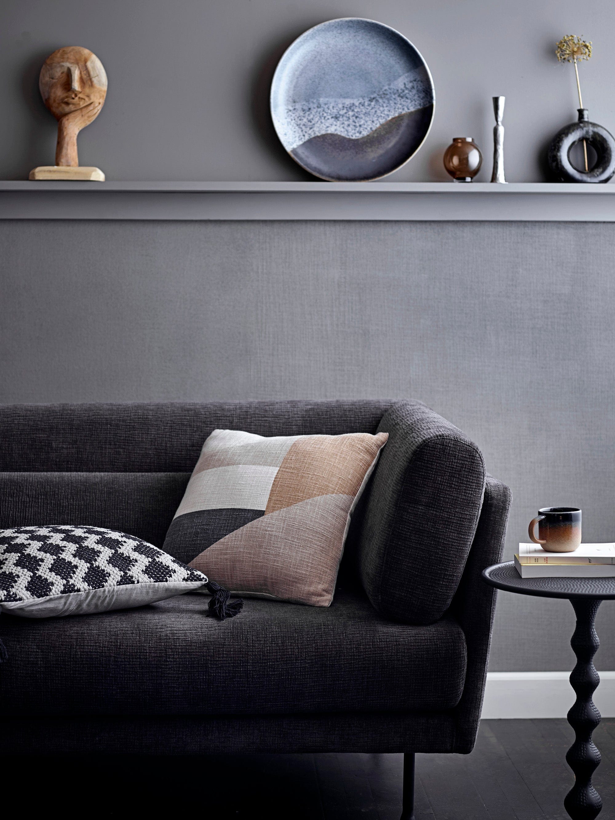 Bloomingville Canapea Fixa, 5 locuri, Tapita cu Stofa, Grade Gri, l294xA93xH81 cm