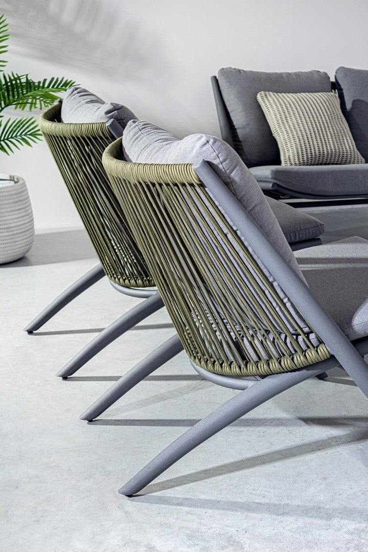 Canapea fixa pentru gradina / terasa, din aluminiu, cu perne detasabile, 2 locuri, Aloha Gri / Antracit, l144,5xA80xH86 cm (3)