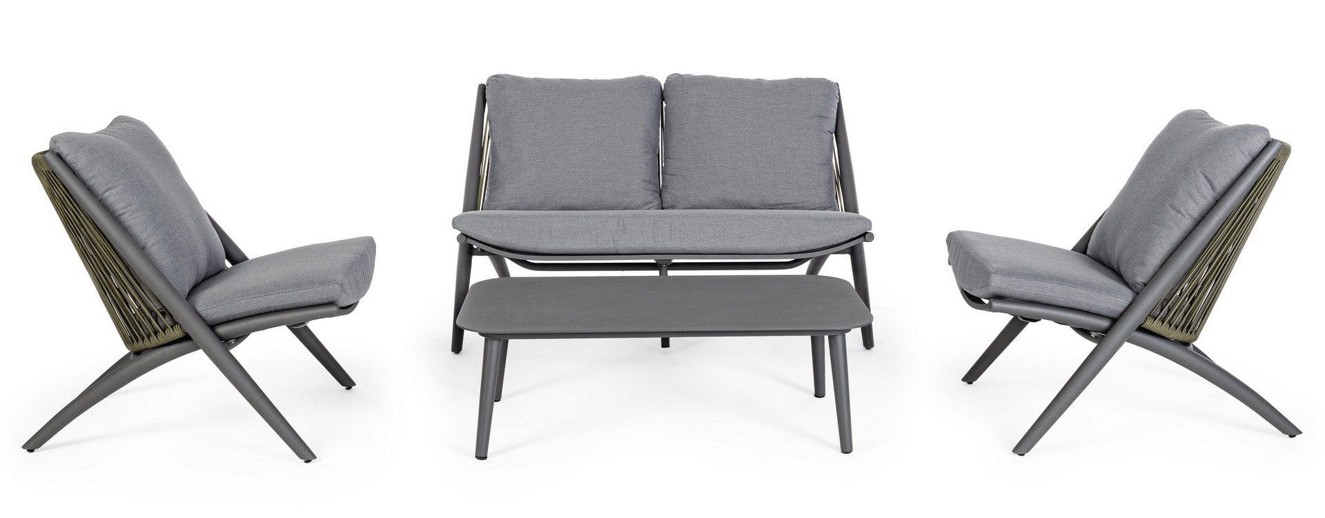 Canapea fixa pentru gradina / terasa, din aluminiu, cu perne detasabile, 2 locuri, Aloha Gri / Antracit, l144,5xA80xH86 cm (7)