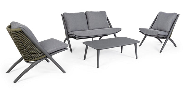 Canapea fixa pentru gradina / terasa, din aluminiu, cu perne detasabile, 2 locuri, Aloha Gri / Antracit, l144,5xA80xH86 cm (8)