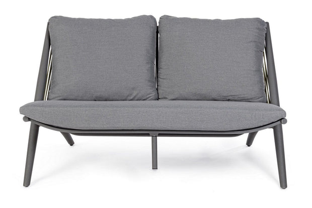 Canapea fixa pentru gradina / terasa, din aluminiu, cu perne detasabile, 2 locuri, Aloha Gri / Antracit, l144,5xA80xH86 cm (9)