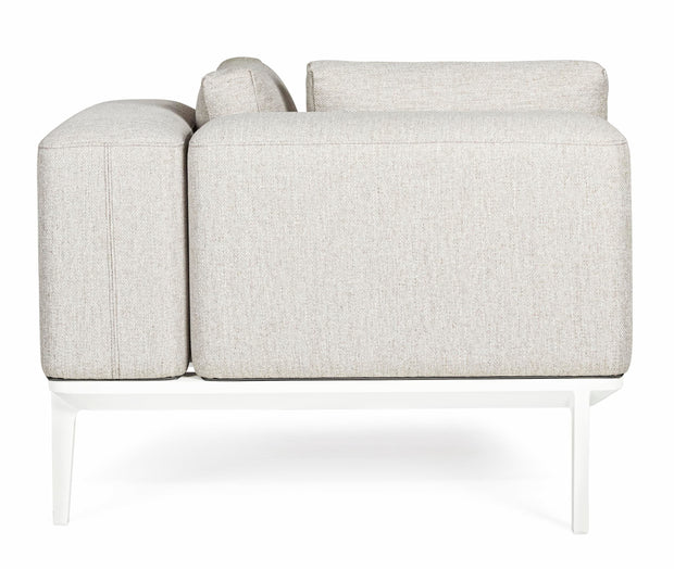 Canapea fixa pentru gradina / terasa, din aluminiu, cu perne detasabile tapitate cu stofa, 2 locuri, Matrix Gri Deschis / Alb, l174xA99xH73 cm (5)