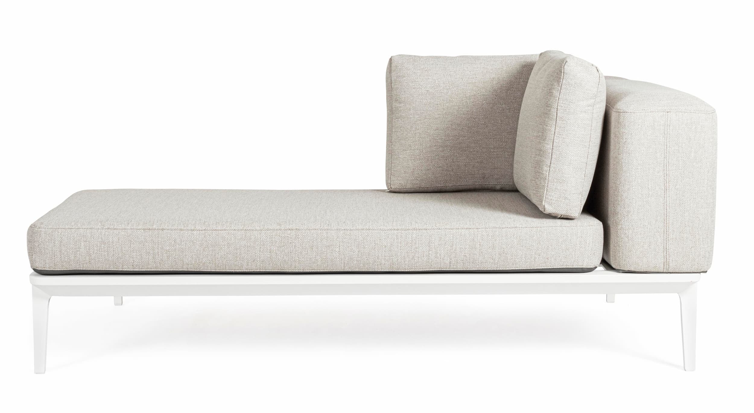 Canapea fixa pentru gradina / terasa, din aluminiu, cu perne detasabile tapitate cu stofa, 2 locuri, Matrix Gri Deschis / Alb, l174xA99xH73 cm (6)