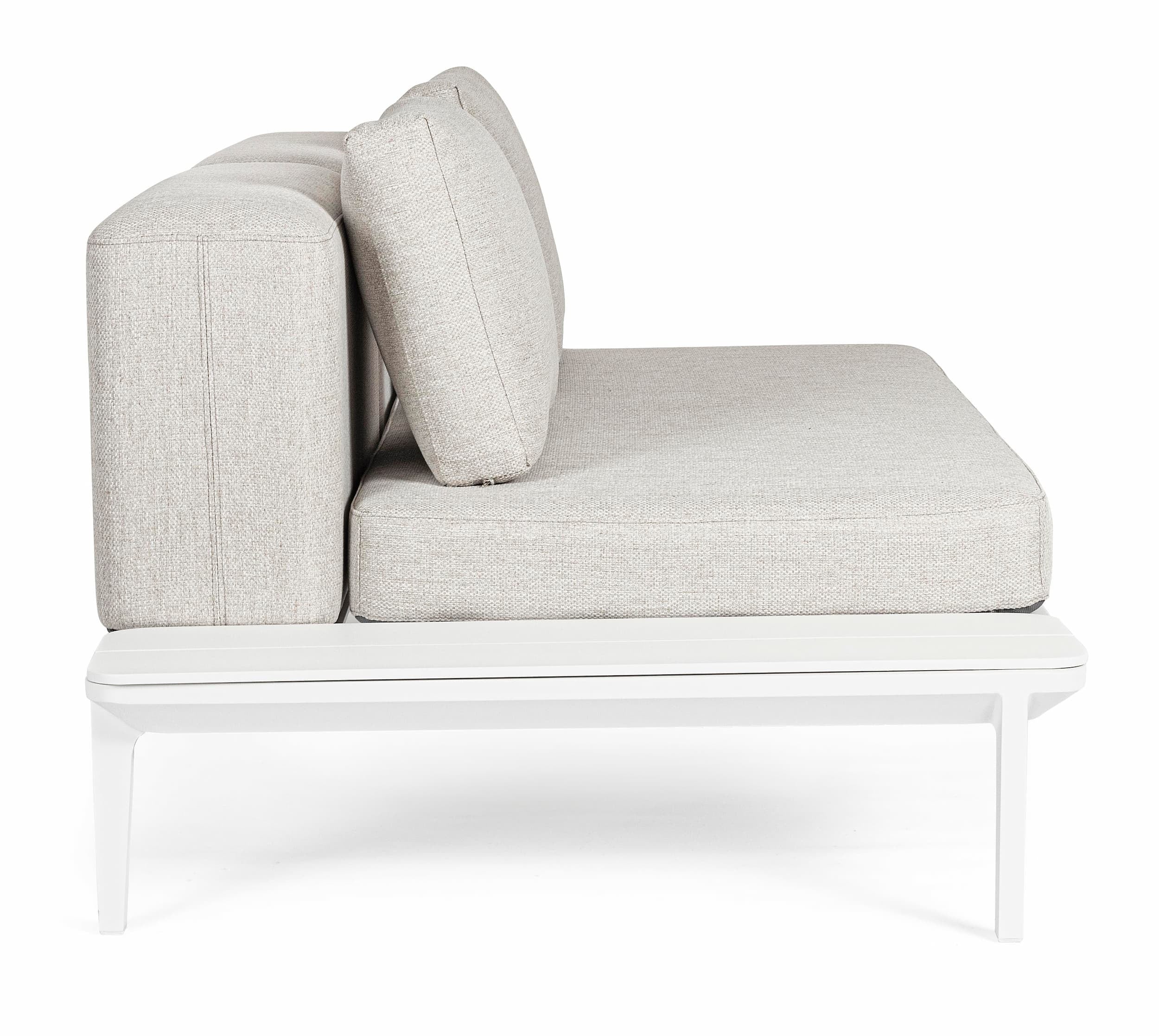 Canapea fixa pentru gradina / terasa, din aluminiu, cu perne detasabile tapitate cu stofa, 2 locuri, Matrix Gri Deschis / Alb, l174xA99xH73 cm (7)