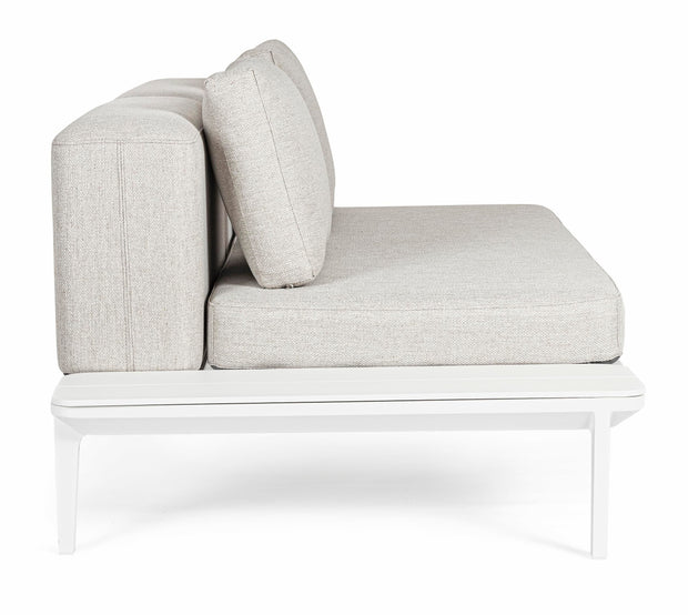 Canapea fixa pentru gradina / terasa, din aluminiu, cu perne detasabile tapitate cu stofa, 2 locuri, Matrix Gri Deschis / Alb, l174xA99xH73 cm (7)