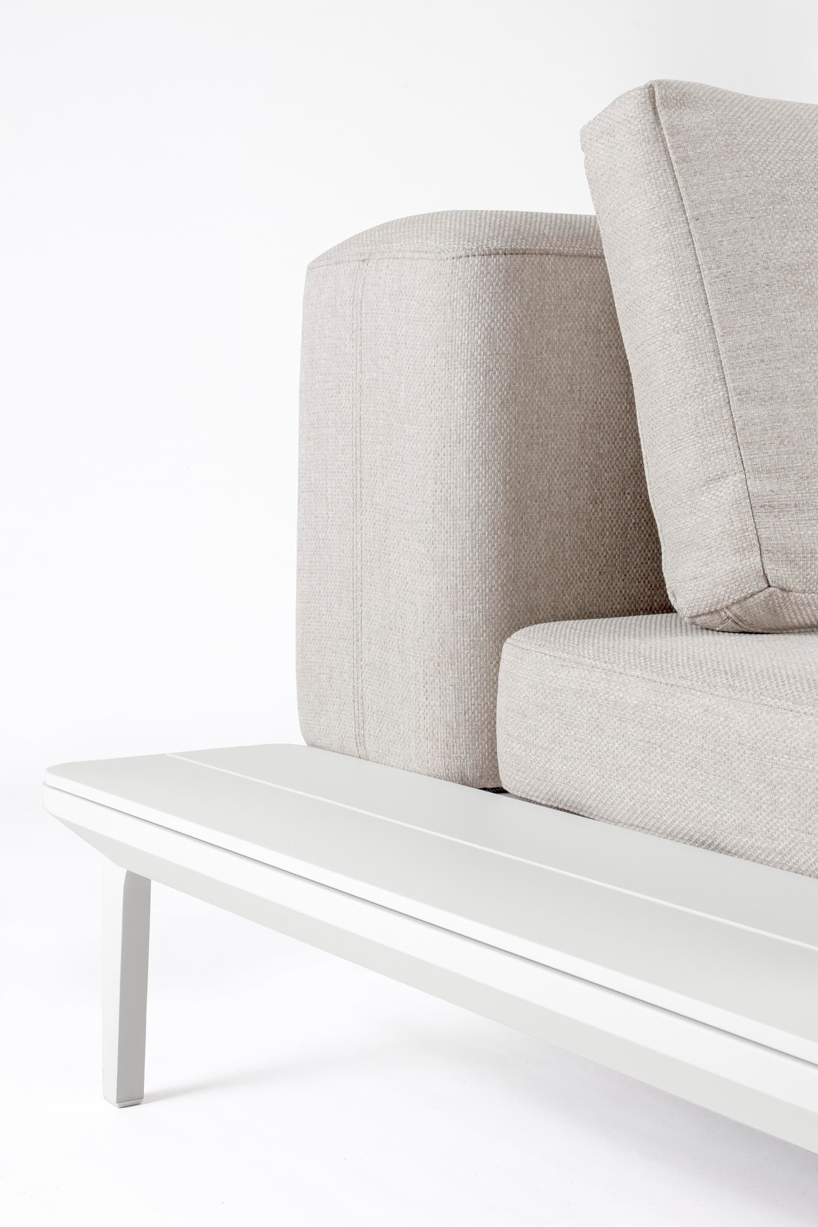 Canapea fixa pentru gradina / terasa, din aluminiu, cu perne detasabile tapitate cu stofa, 2 locuri, Matrix Gri Deschis / Alb, l174xA99xH73 cm (10)