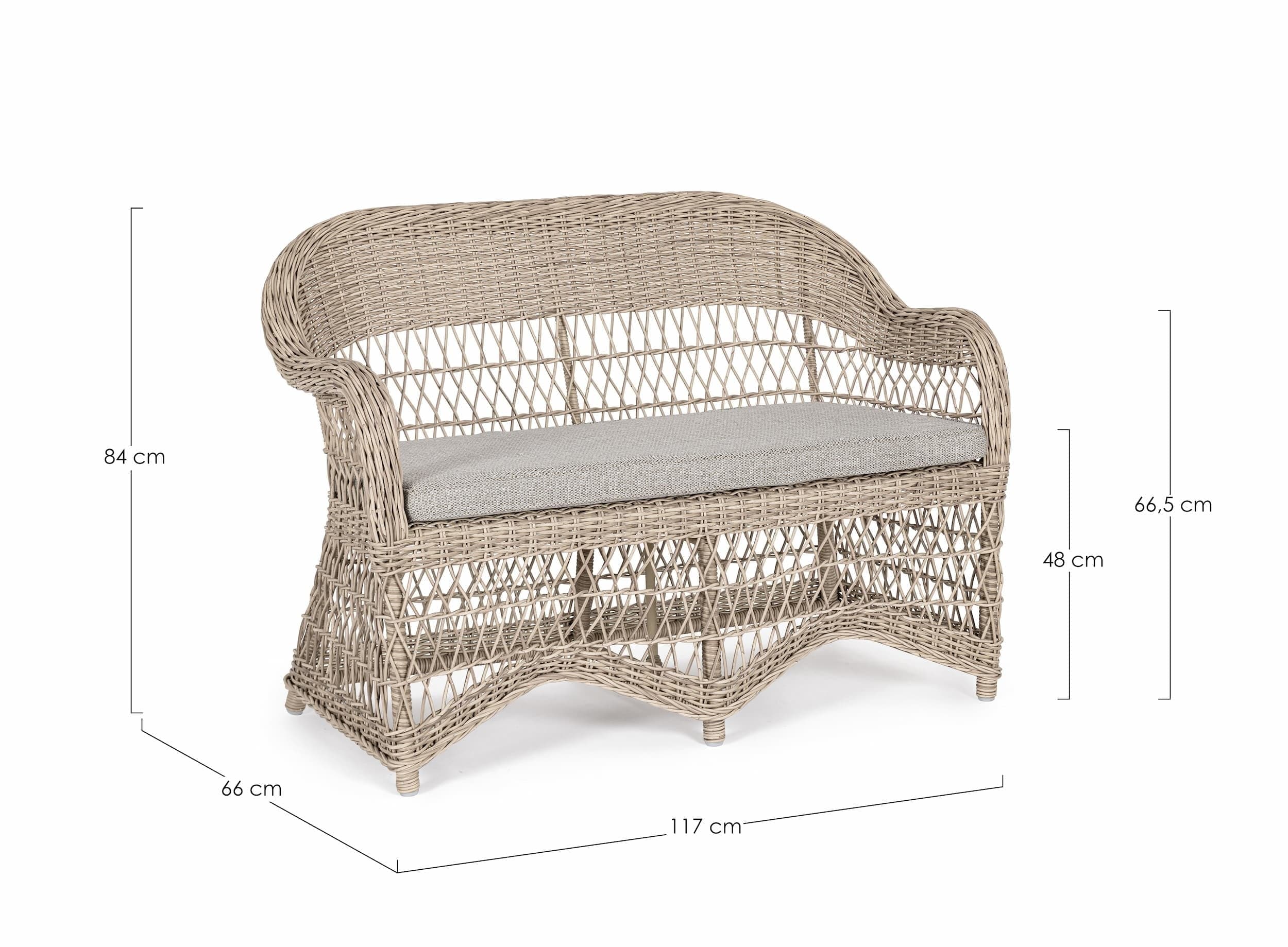 Canapea fixa pentru gradina / terasa, din aluminiu si fibre sintetice, 2 locuri, Jupiter Natural, l117xA66xH84 cm (7)