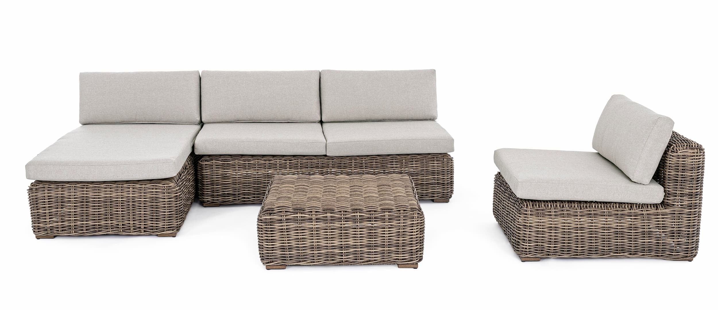 Canapea fixa pentru gradina / terasa, din aluminiu si fibre sintetice, cu perne detasabile, 2 locuri, Coraline Gri Deschis / Natural, l163xA98xH79 cm (3)