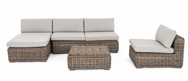 Canapea fixa pentru gradina / terasa, din aluminiu si fibre sintetice, cu perne detasabile, 2 locuri, Coraline Gri Deschis / Natural, l163xA98xH79 cm (3)